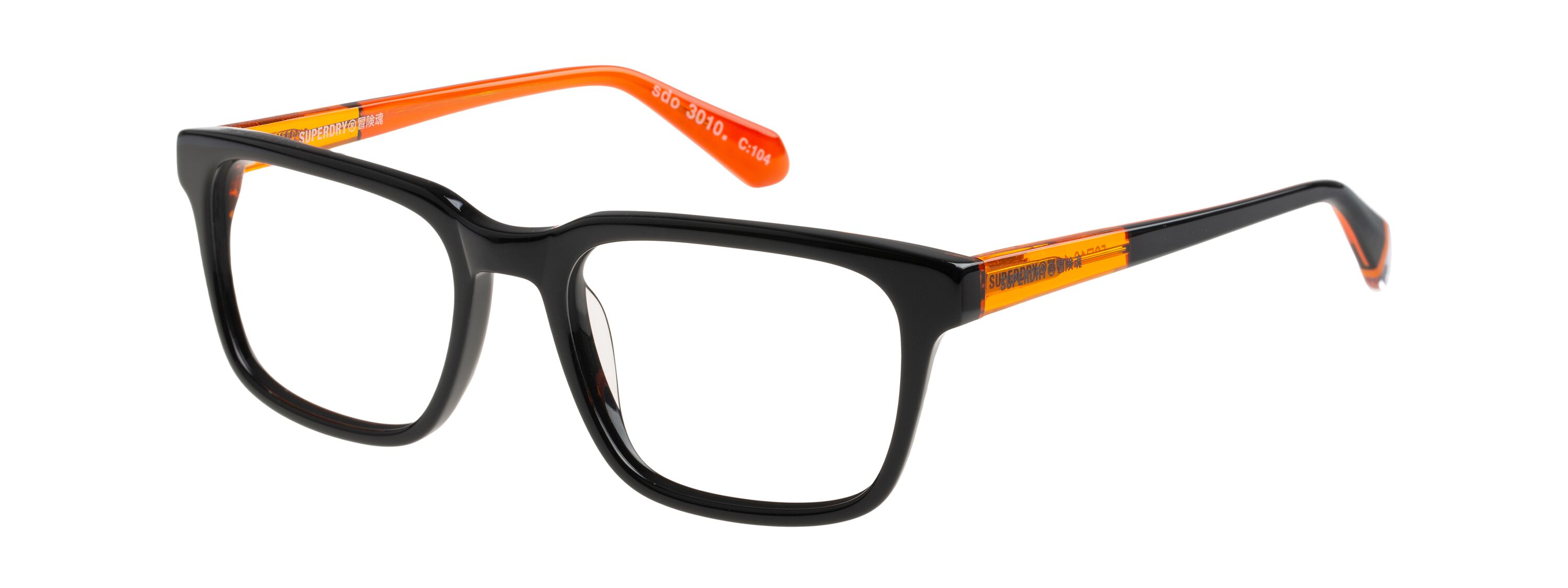 Superdry Herrenbrille SD 993078 in Schwarz mit rechteckigem Vollrand-Design und 52 mm Glasbreite