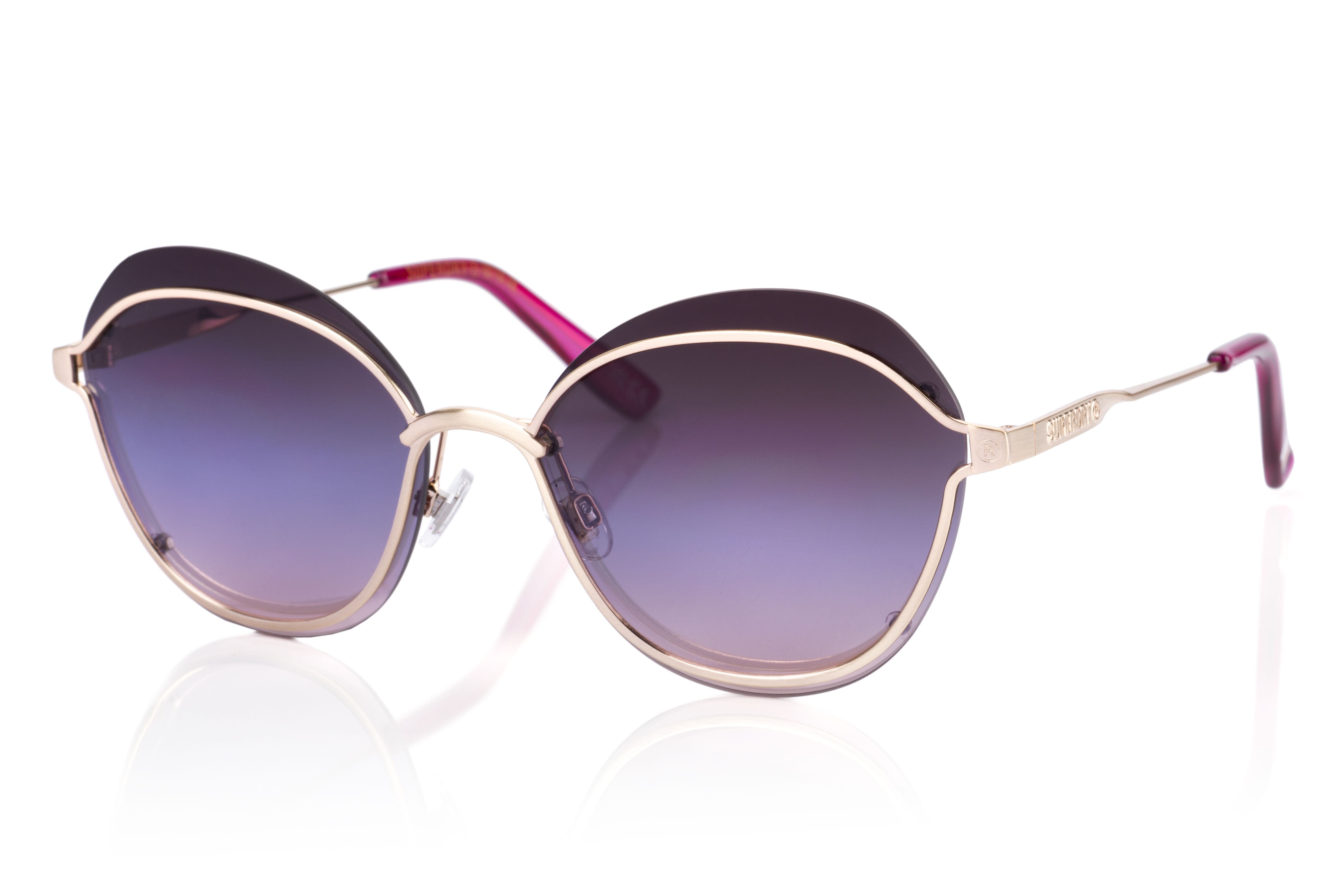 Superdry 995052 Damen Sonnenbrille in Roségold mit pink verspiegelten Gläsern