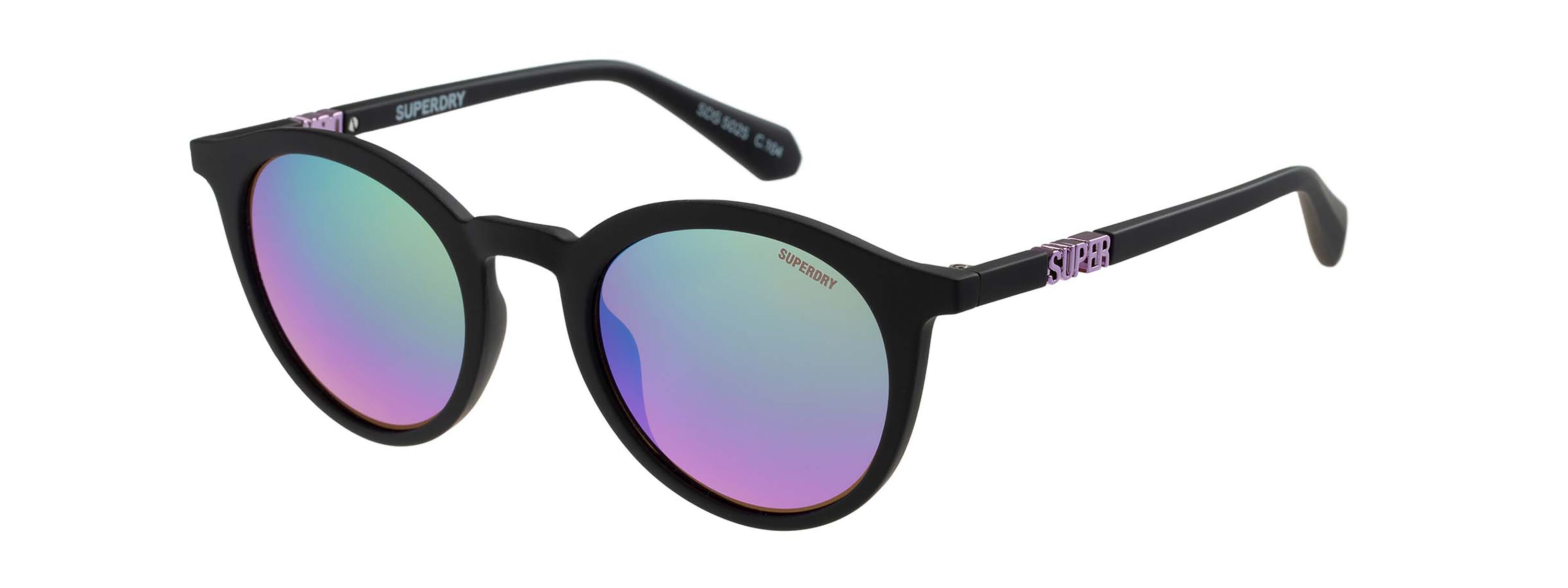Superdry 996085 Damen Sonnenbrille in Schwarz mit grünen verspiegelten Gläsern
